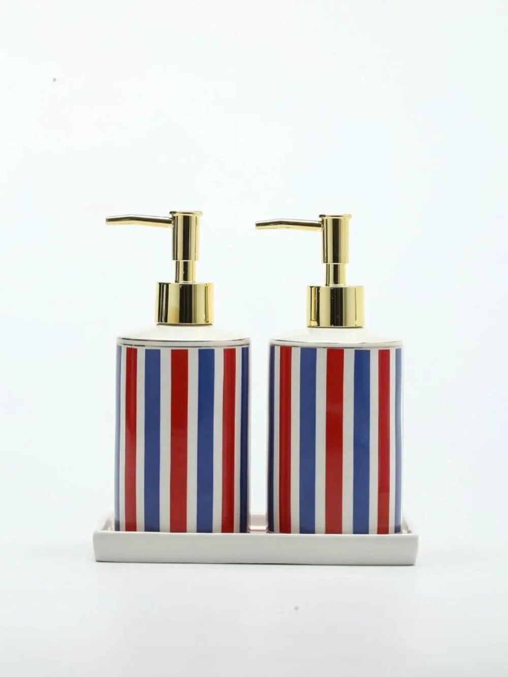Patriotic Red, White & Blue Soap Dispenser Set - 3-Piece Kitchen & Bath Decor